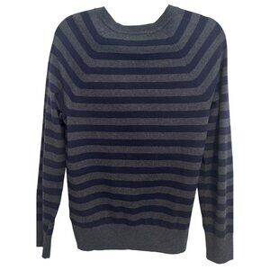 Banana Republic Small Striped Navy & Gray Sweater Cotton Cashmere Blend